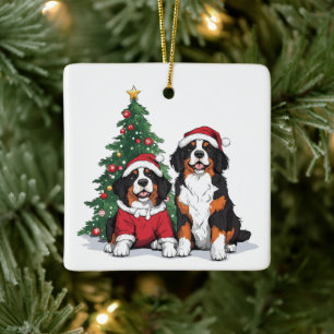 Ornement En Céramique Chiens de montagne bernois de Noël