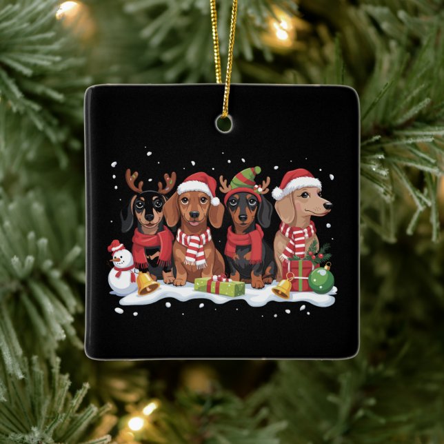 Ornement En Céramique Chiens de Noël Dachshund Lover Chien Maman (Arbre)