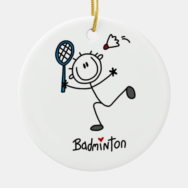 Ornement En Céramique Chiffre masculin de base badminton de bâton (Devant)
