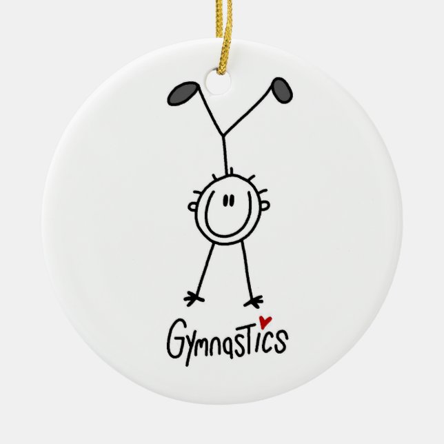 Ornement En Céramique Chiffre simple gymnaste de bâton (Devant)