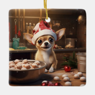 Ornement En Céramique Chihuahua Christmas Cookies Festive Holiday