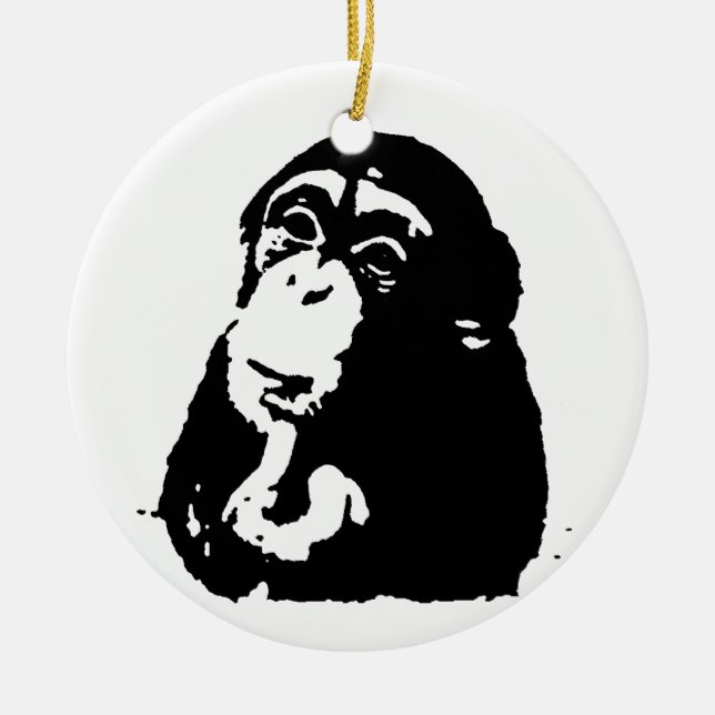 Ornement En Céramique Chimpanzé Pop Art Thinking (Devant)