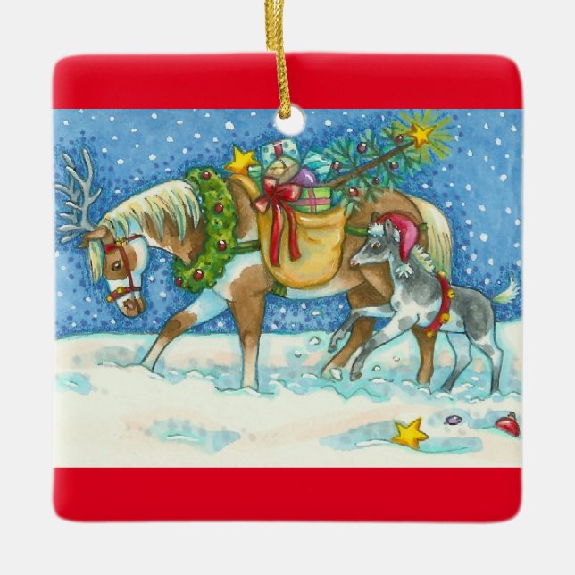 ORNEMENT EN CÉRAMIQUE CHINCOTEAGUE PONIES ORNAMENT DE NOËL (Devant)