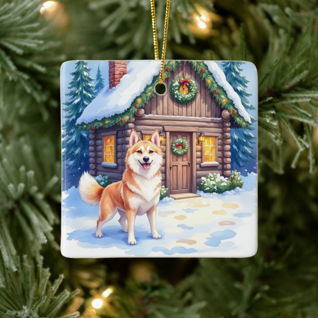 Ornement En Céramique Chinook Rustic Log Cabin Christmas Art (Arbre)