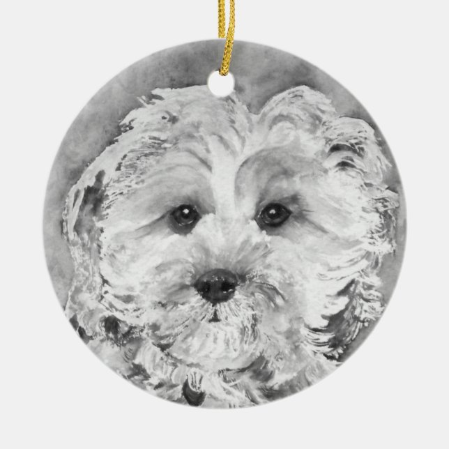 Ornement En Céramique Chiot de Cavapoo (Devant)