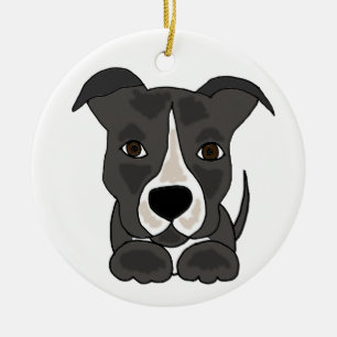 Ornement En Céramique Chiot gris mignon de Pitbull