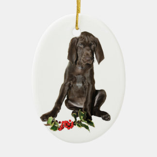 Ornement En Céramique Chiot pointeur de Noël