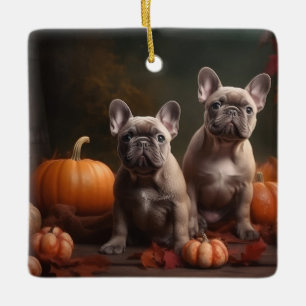 Ornement En Céramique Chiots Bouledogue Français Délice d'Automne Citrou