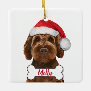 Ornement En Céramique Chocolat Labradoodle / Chocolat Goldendoodle Cer