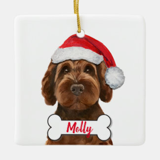 Ornement En Céramique Chocolat Labradoodle / Chocolat Goldendoodle Cer