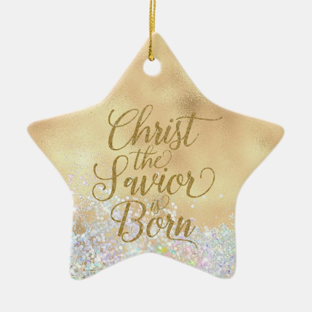 Ornement En Céramique Christ le Sauveur est né Noël (Devant)