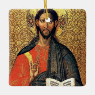 Ornement En Céramique Christ Pantocrator icône orthodoxe du XVIe siècle 