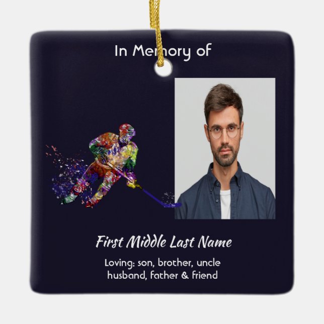 Ornement En Céramique Christian Memorial Keepsake Hockey Player Sport (Devant)