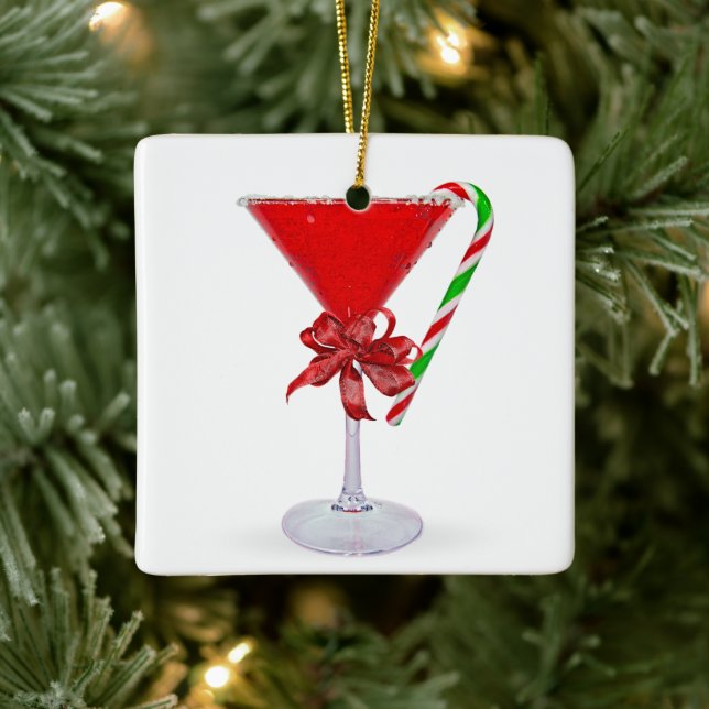 Ornement En Céramique Christmas Bow On  Martini Cocktail (Arbre)