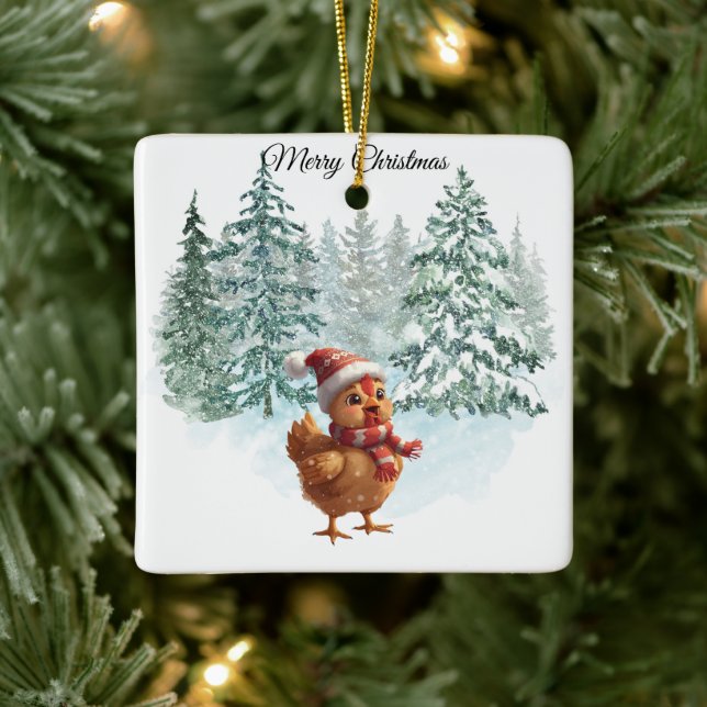 Ornement En Céramique Christmas Chicken Ornament (Arbre)