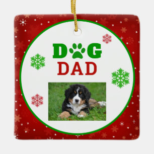 Ornement En Céramique Christmas Chien Papa Empreinte de patte Flocon de 