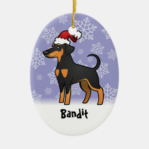 Ornement En Céramique Christmas Doberman Pinscher (oreilles de disquette
