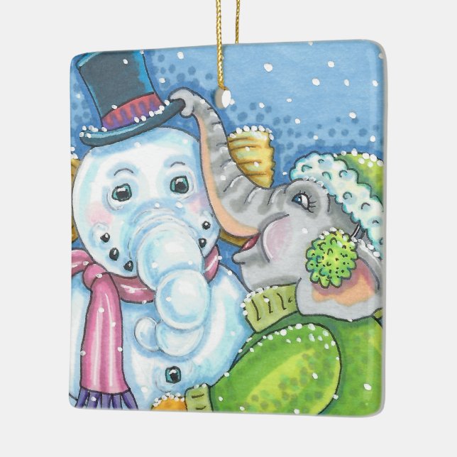 ORNEMENT EN CÉRAMIQUE CHRISTMAS ÉLÉPHANT CONSTRUCTION CUTE PACHYDERM SNO (Gauche)