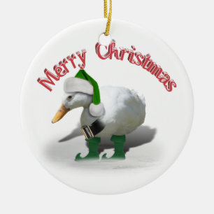 Ornement En Céramique Christmas Elf Duck - Santa's Helper