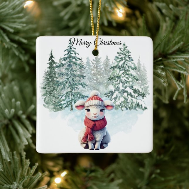 Ornement En Céramique Christmas Lamb Ornament (Arbre)