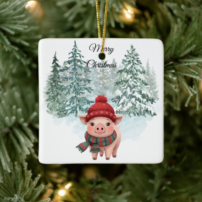 Ornement En Céramique Christmas Pig Ornament (Arbre)