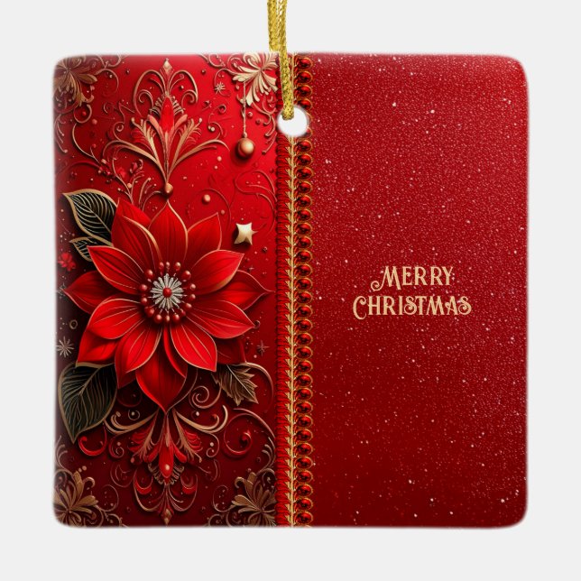Ornement En Céramique Christmas Red Flower Holiday Ornament (Devant)