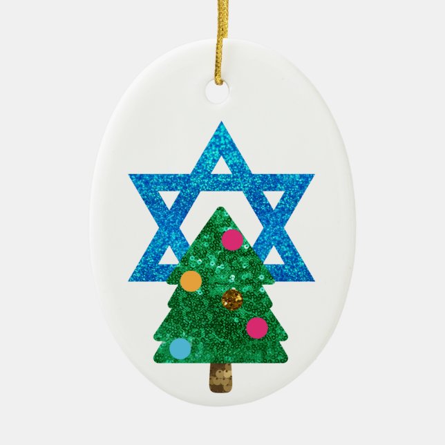 Ornement En Céramique christmukkah hanoukka (Devant)