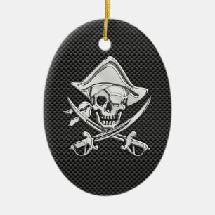 Ornement En Céramique Chrome comme Pirate sur Black Carbon Fiber