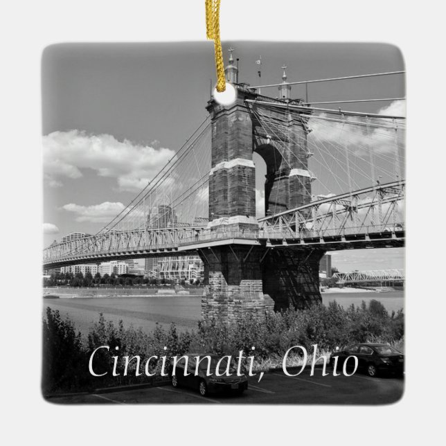 Ornement En Céramique Cincinnati Ohio Keepsaké Souvenir Noël (Devant)