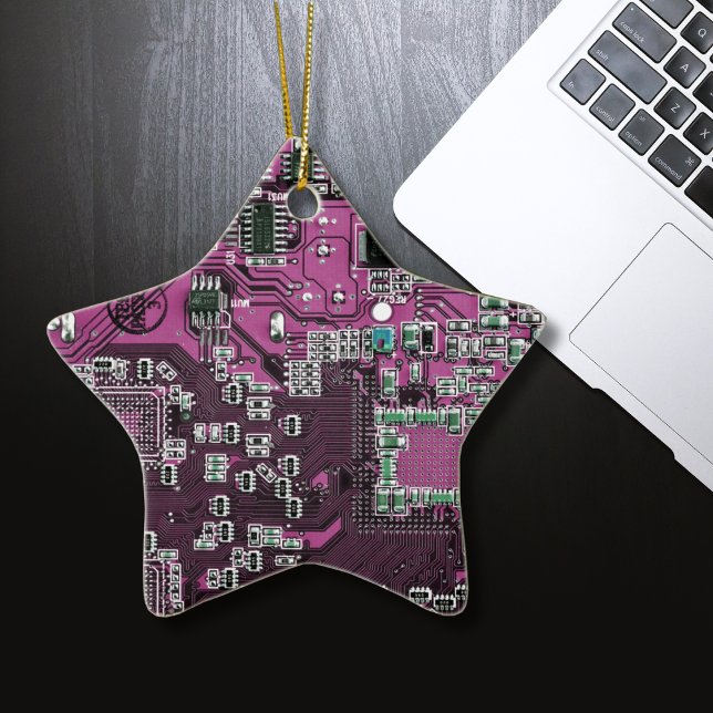 Ornement En Céramique Circuit imprimé de geeks de l'informatique Violet (Créateur téléchargé)