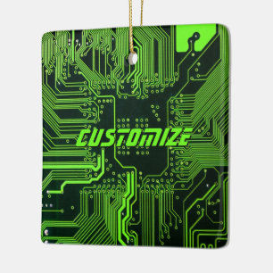 Ornement En Céramique Circuit imprimé PCB Cyber Green personnalisé Tech