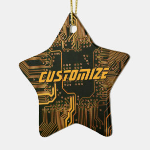 Ornement En Céramique Circuit imprimé PCB Cyber Orange personnalisé Art 