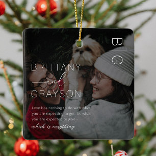 Ornement En Céramique Citation de photo de couple Noël