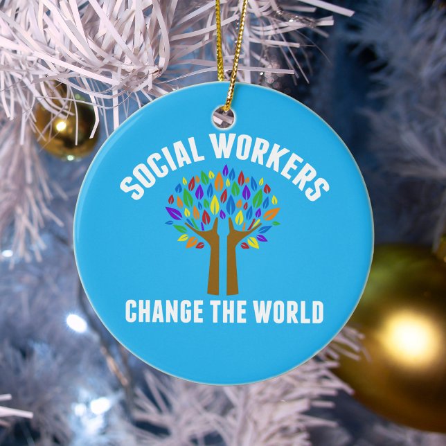 Ornement En Céramique Citation de travail social mignon (Créateur téléchargé)