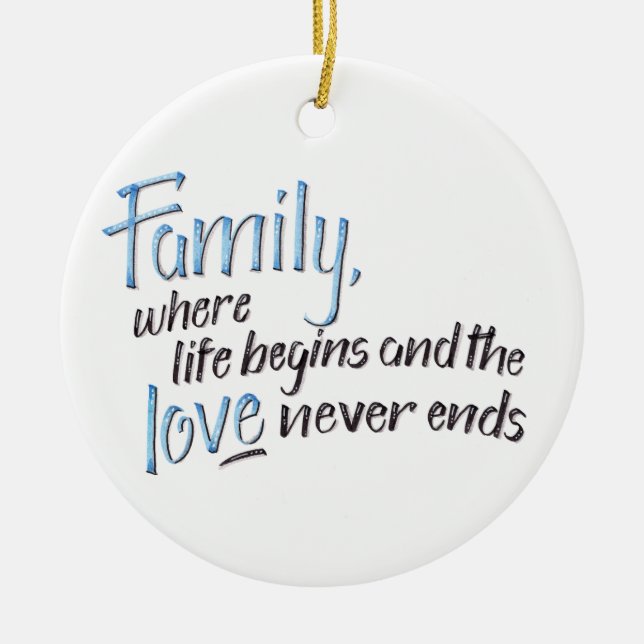 Ornement En Céramique Citation manuscrite de famille (Devant)