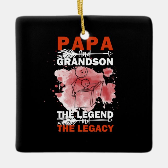 Ornement En Céramique Citations grand-père | Papa Et Grandson (Devant)