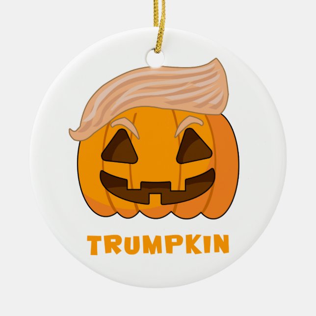 Ornement En Céramique Citrouille de Trumpkin Donald Trump (Devant)
