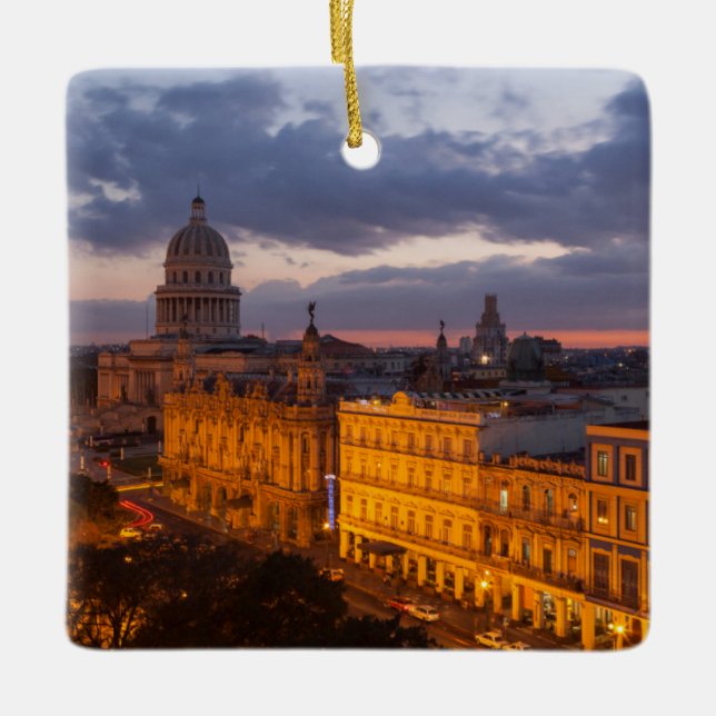 Ornement En Céramique Cityscape au coucher du soleil, La Havane, Cuba (Devant)