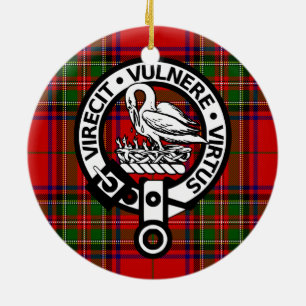 Ornement En Céramique Clan écossais Stuart Tartan et Crest