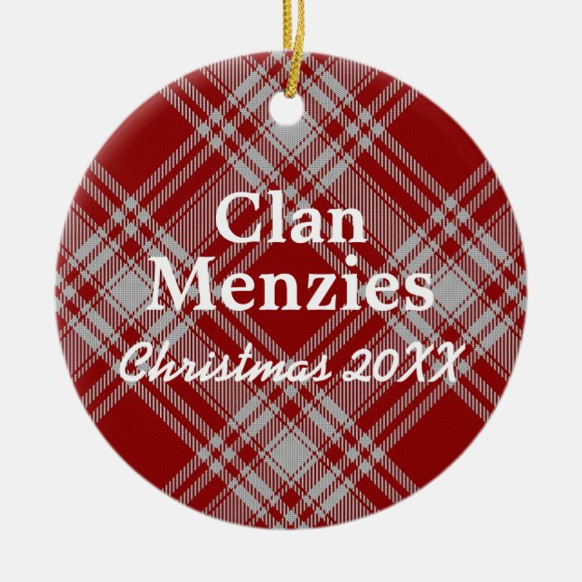 Ornement En Céramique Clan Menzies Scottish Red White Tartan (Devant)