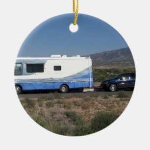 Ornement En Céramique Classique bleu rv Motorhome du voyage 1999 de