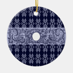 Ornement En Céramique Classy Blue Baroque Motif par LeahG - cherubs