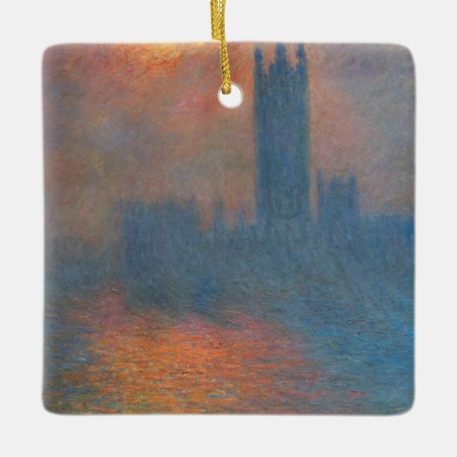 Ornement En Céramique Claude Monet - Chambres du Parlement Londres (Devant)