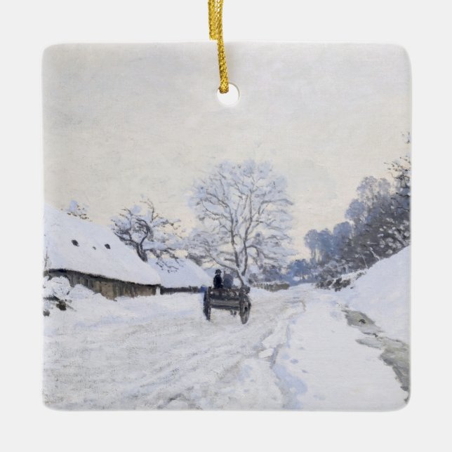 Ornement En Céramique Claude Monet - Panier sur la route des neiges à Ho (Devant)