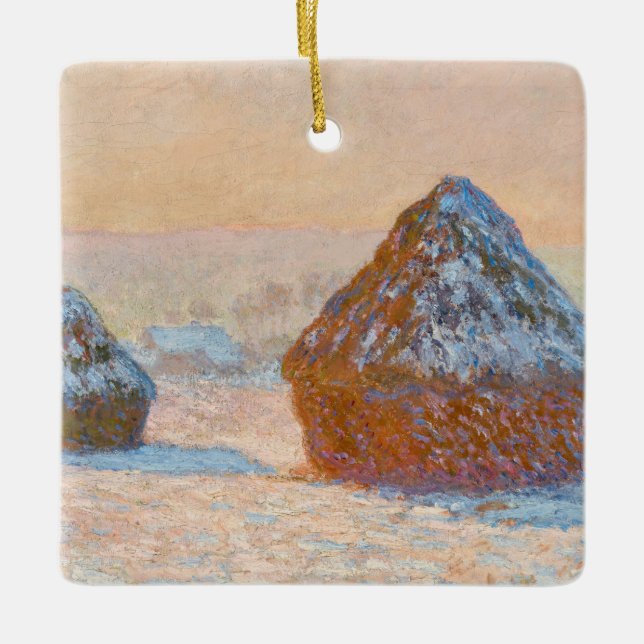 Ornement En Céramique Claude Monet - Piles à roues, Effet neige, Matin (Devant)