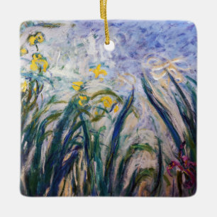 Ornement En Céramique Claude Monet - Yellow and Purple Irises