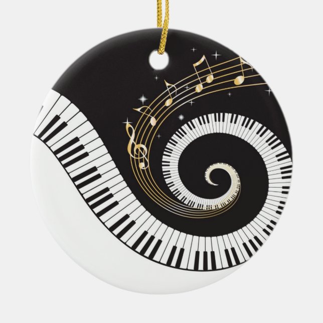 Ornement En Céramique Clés de tourbillonnement de piano (Devant)