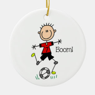 Ornement En Céramique Client Demander Boy Soccer Player Ornament