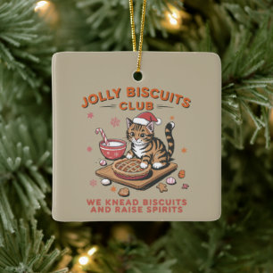 Ornement En Céramique Club de Biscuits Joyeux pour Amateurs de Chats de