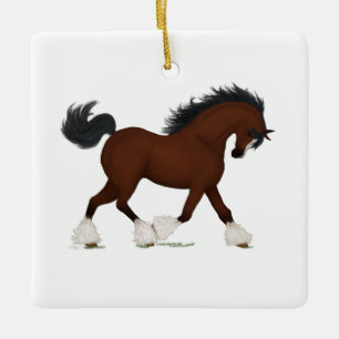 Ornement En Céramique Clydesdale Horse Personalized Equestrian Christmas